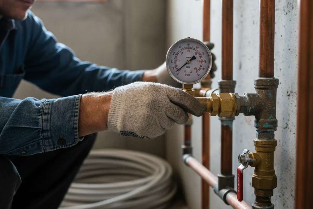 Pressure testing a repaired line during Water Line Repair in Humarock